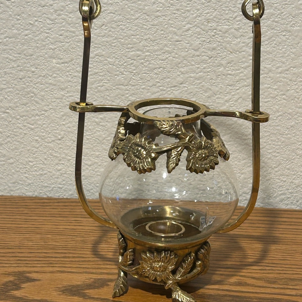 Elegant Gold Glass & Glass Candle Holder